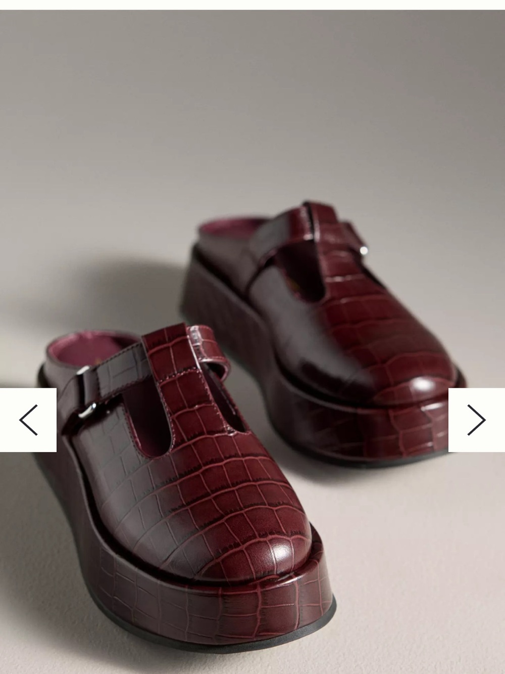 Women’s Burgundy Croc-Embossed Platform Mules